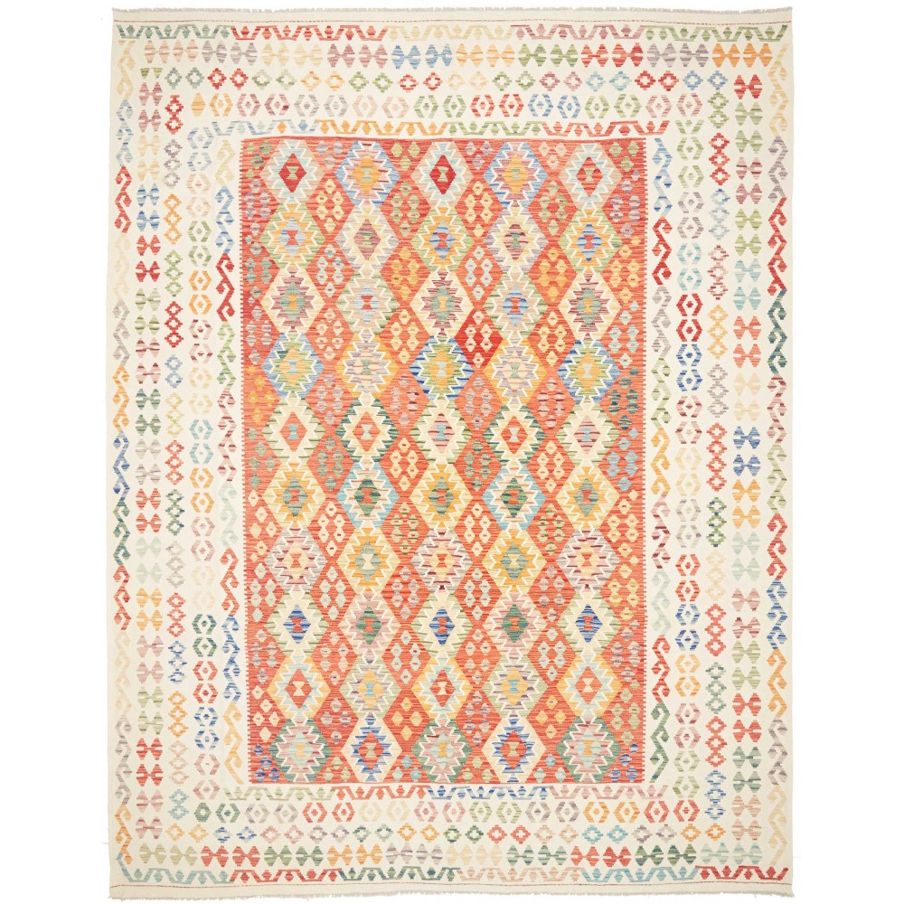 Tappeto Kilim Afghanistan bianco arancione 323x412
