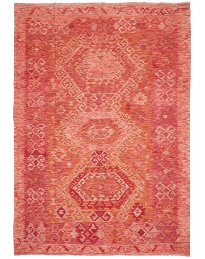 Tappeto Kilim Afghanistan rosso arancione 203x292