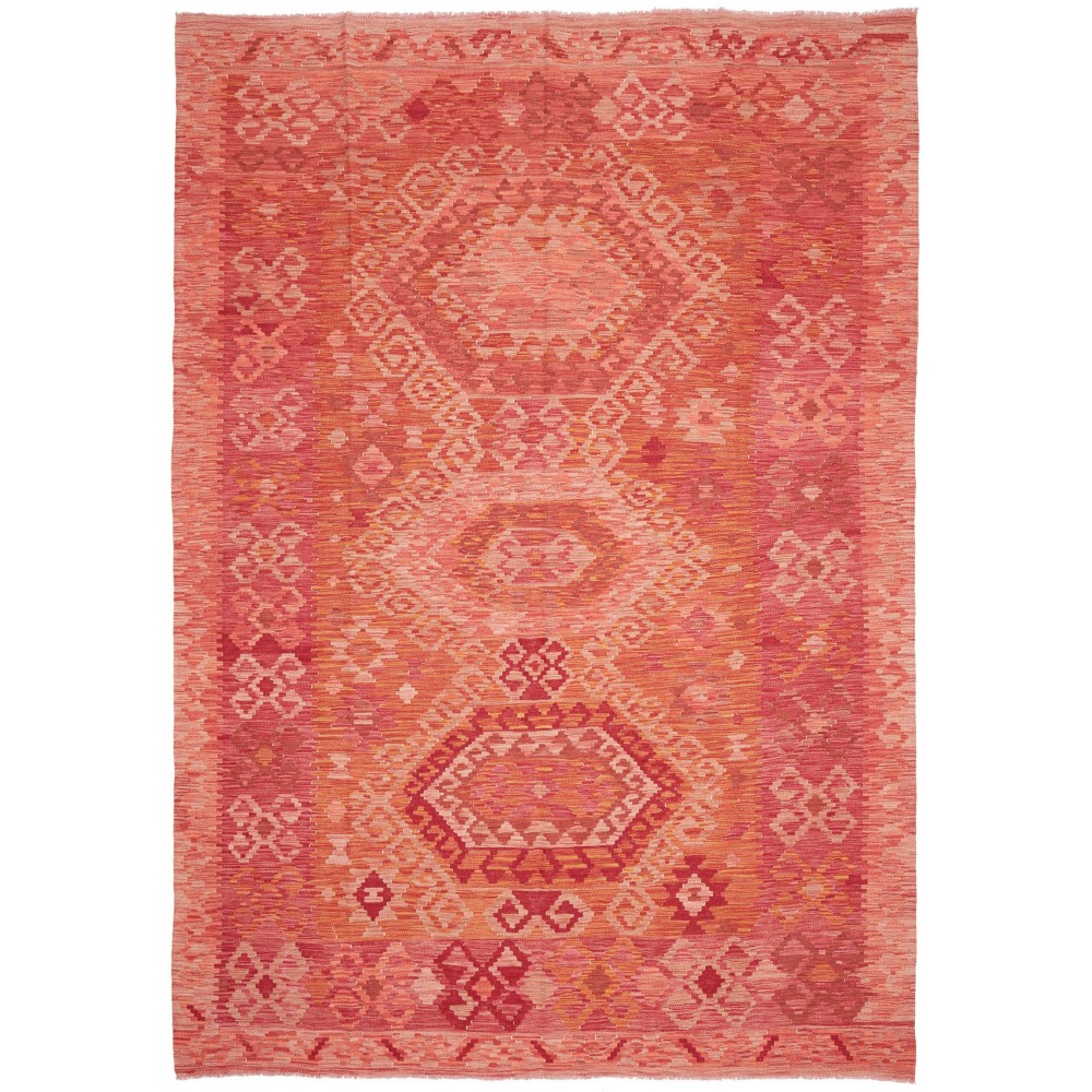 Tappeto Kilim Afghanistan rosso arancione 203x292