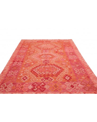 Tappeto Kilim Afghanistan rosso arancione 203x292