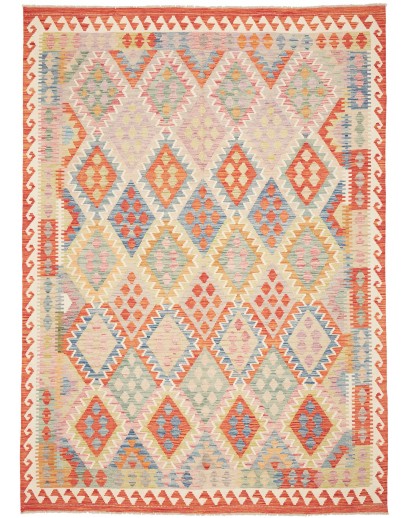 Tappeto Kilim Afghanistan beige arancione 207x286
