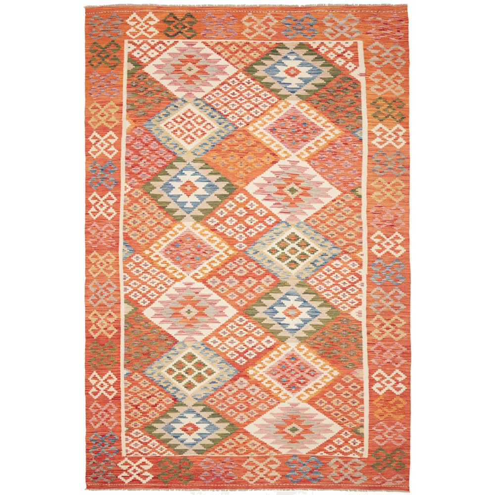 Tappeto Kilim Afghanistan arancione beige 203x300