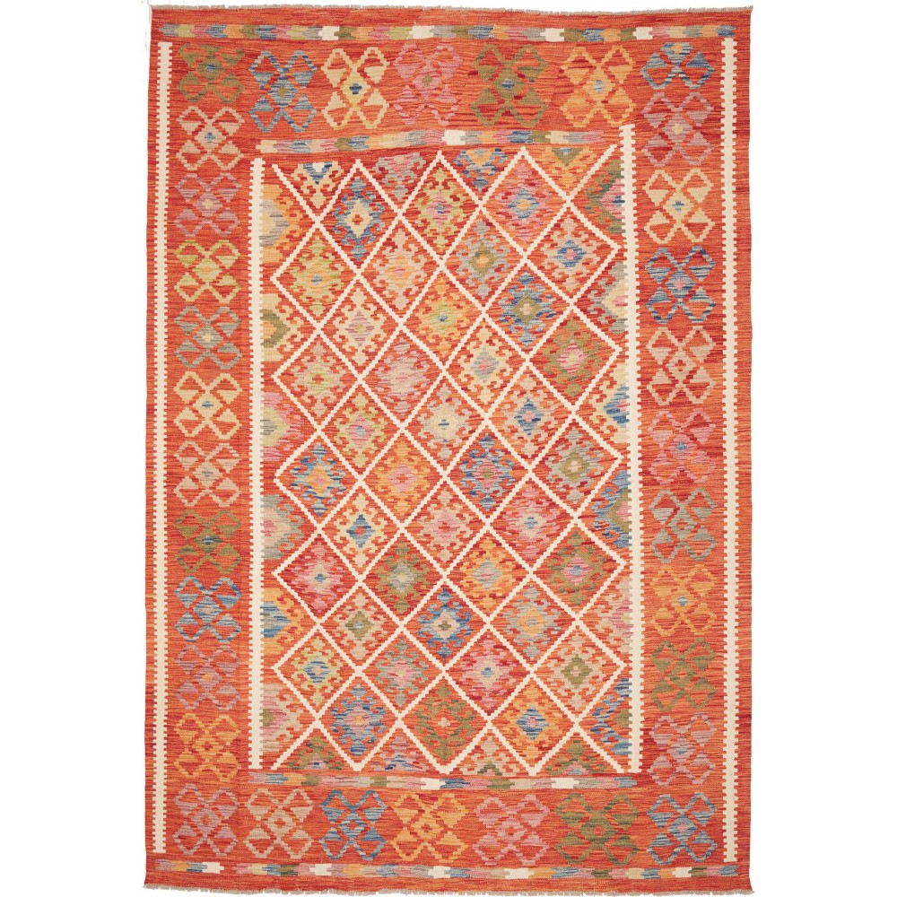 Tappeto Kilim Afghanistan rosso giallo 209x299