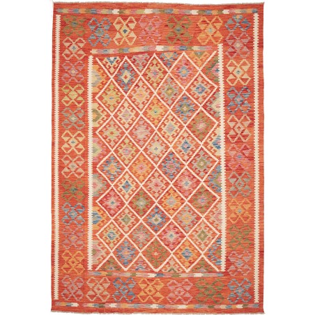 Tappeto Kilim Afghanistan rosso giallo 209x299