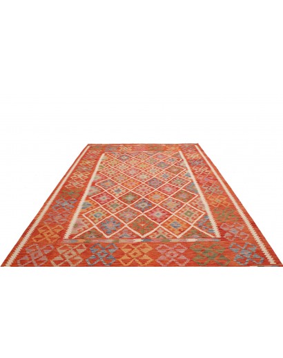 Tappeto Kilim Afghanistan rosso giallo 209x299
