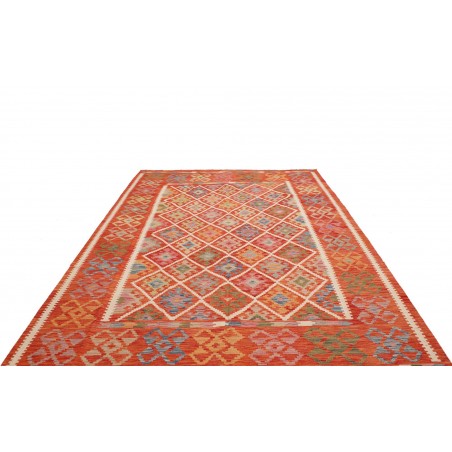 Tappeto Kilim Afghanistan rosso giallo 209x299