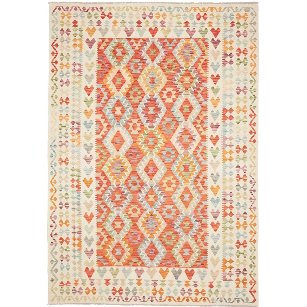 Tappeto Kilim Afghanistan giallo rosso 204x294