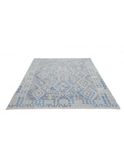 Tappeto Kilim Afghanistan azzurro grigio 181x234