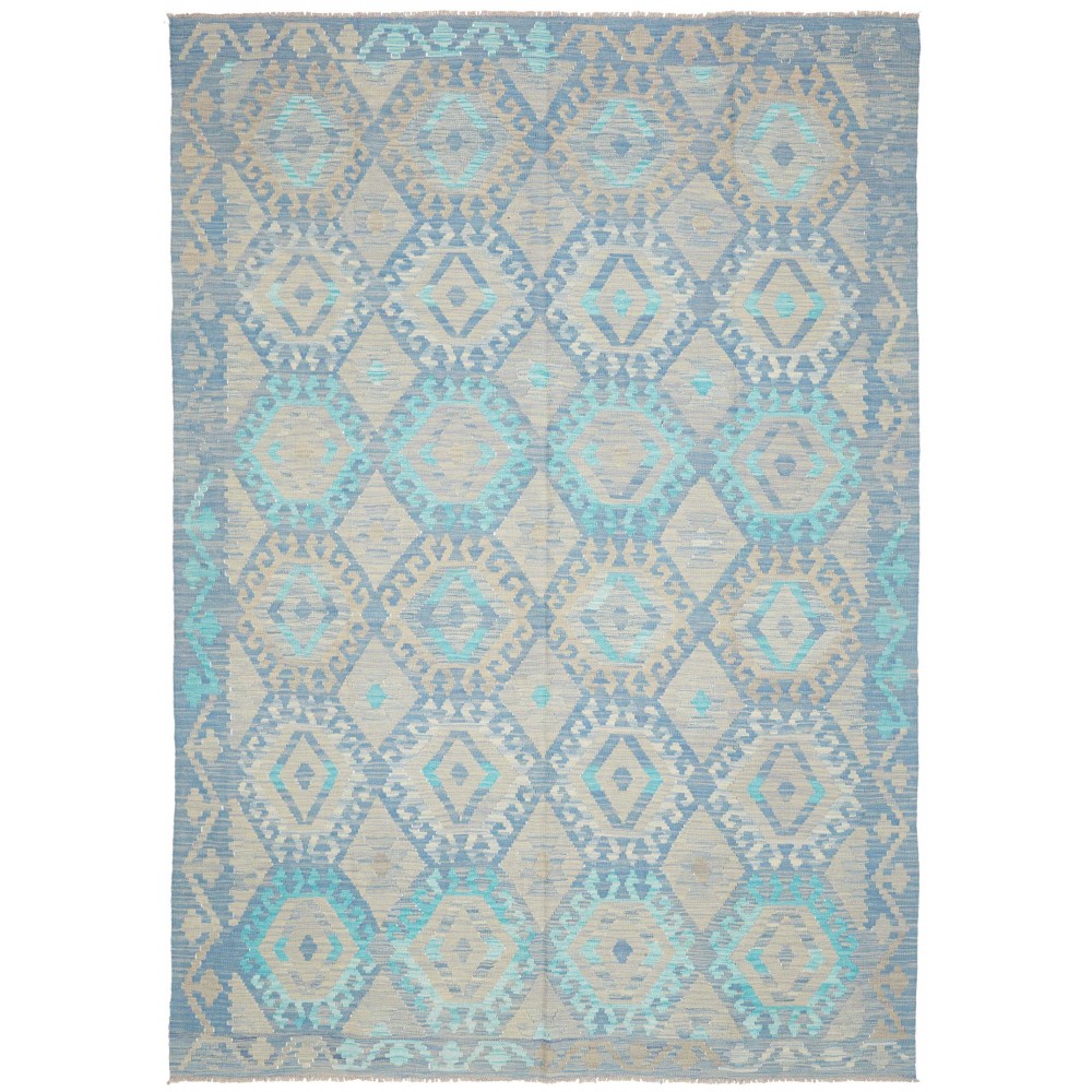 Tappeto Kilim Afghanistan azzurro beige 201x295