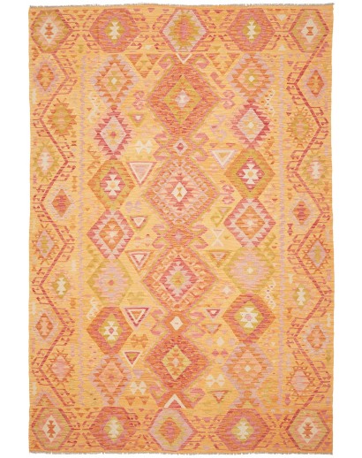 Tappeto Kilim Afghanistan arancione marrone 206x299