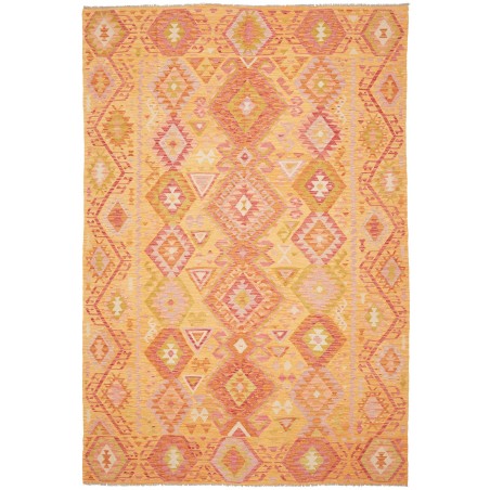 Tappeto Kilim Afghanistan arancione marrone 206x299