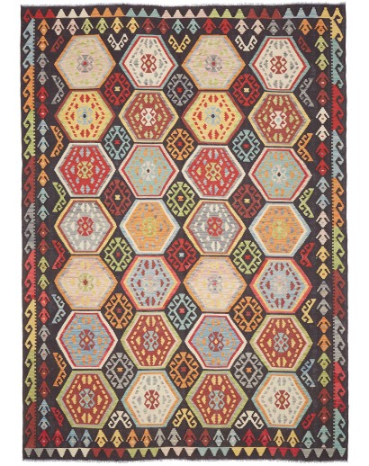 Tappeto Kilim Afghanistan grigio beige 206x290