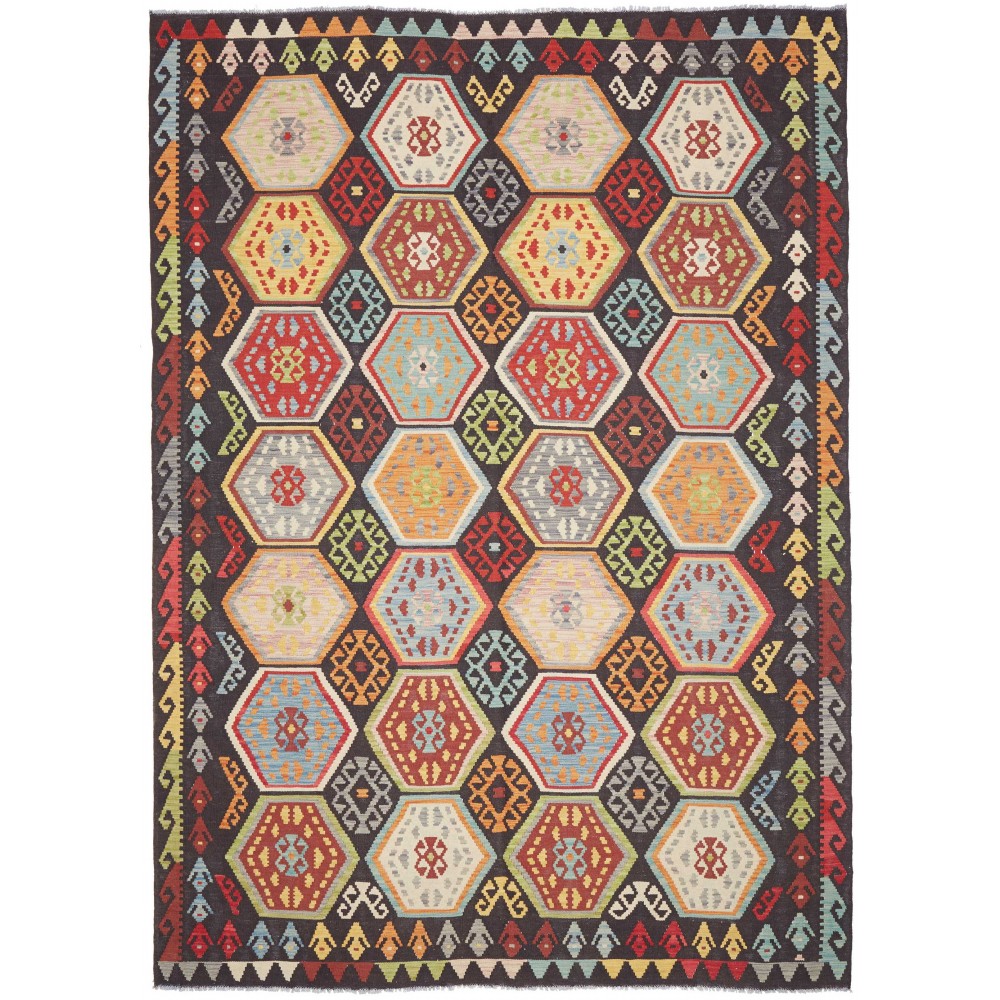 Tappeto Kilim Afghanistan grigio beige 206x290