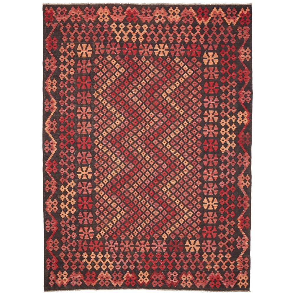 Tappeto Kilim Afghanistan grigio rosso 204x290