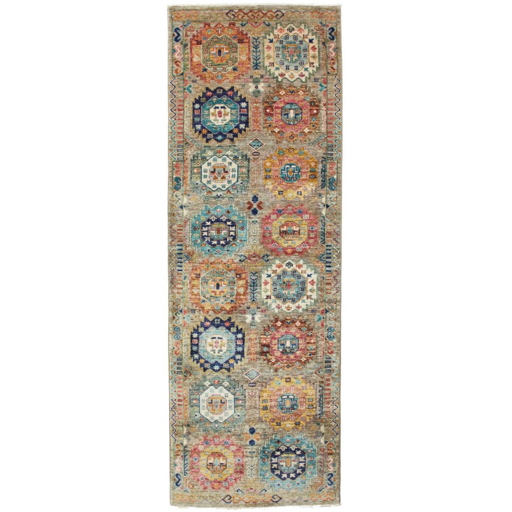 Tappeto Tribal Pakistan marrone grigio 80x243 Tappeto Tribal Pakistan marrone grigio 80x243