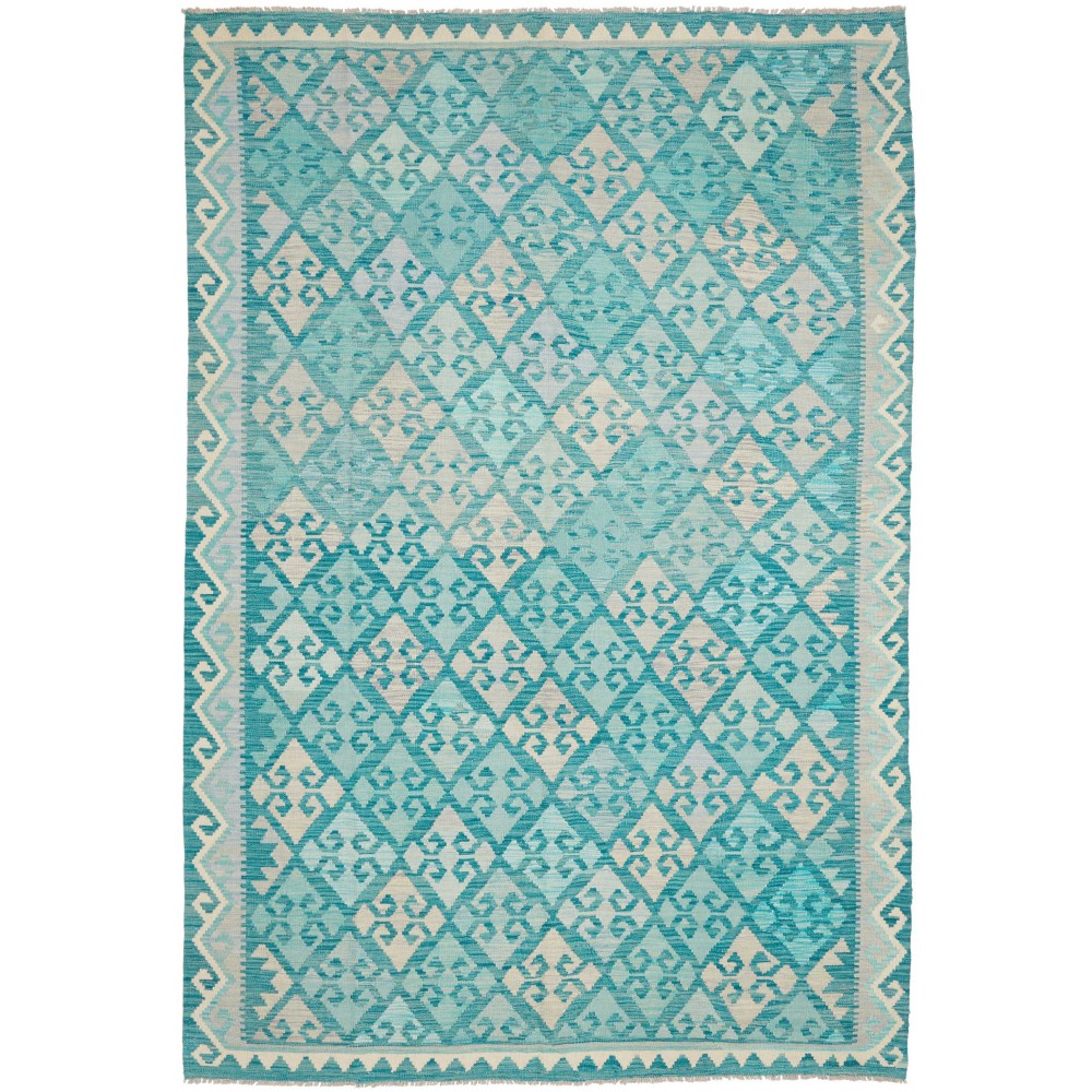 Tappeto Kilim Afghanistan azzurro beige 201x297