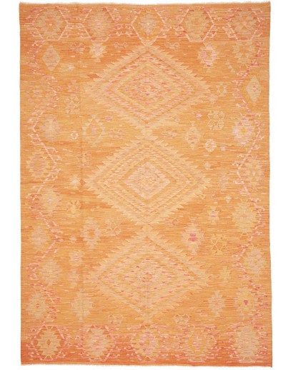Tappeto Kilim Afghanistan arancione bianco 207x298