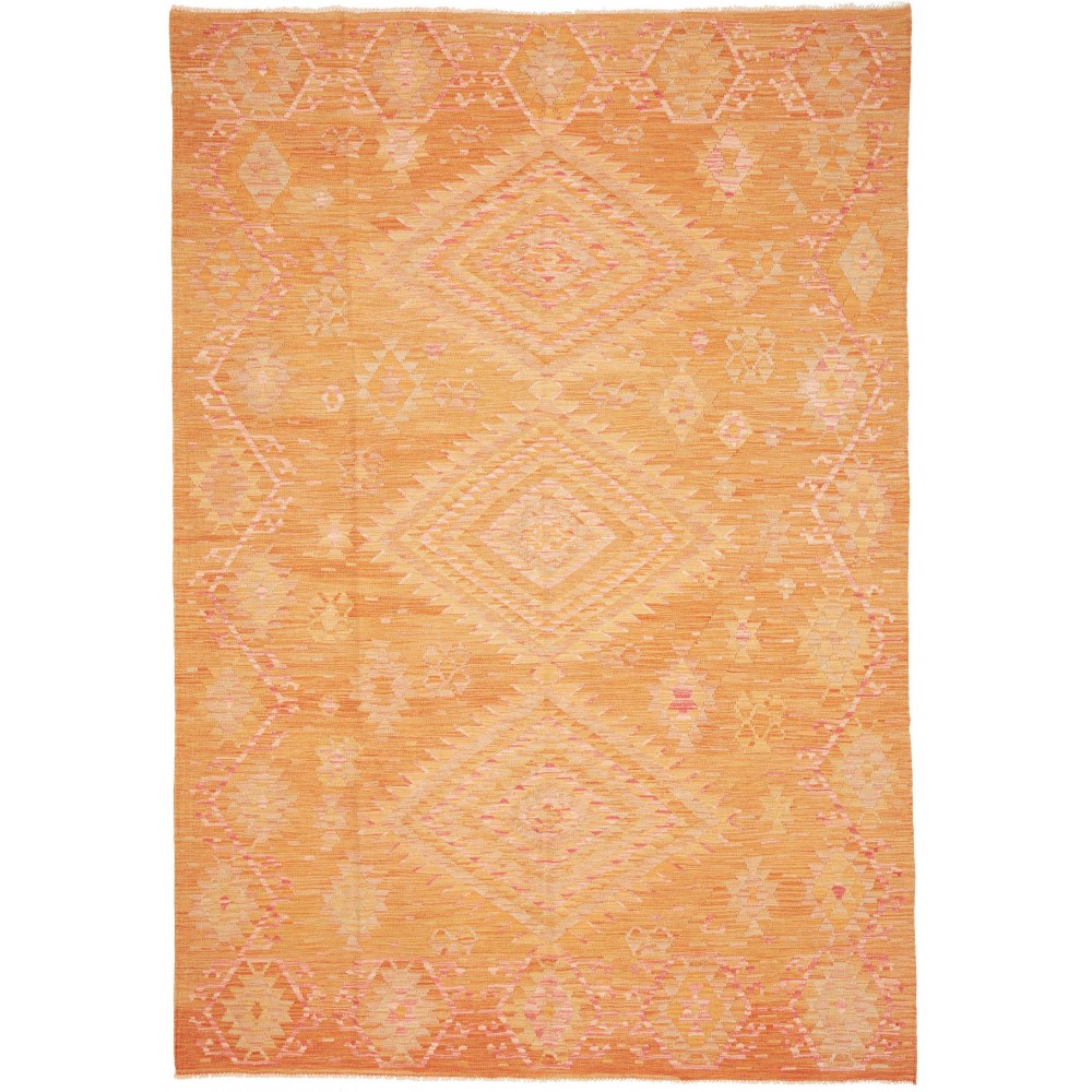Tappeto Kilim Afghanistan arancione bianco 207x298