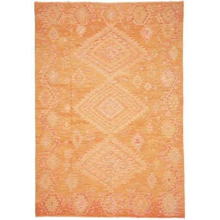Tappeto Kilim Afghanistan arancione bianco 207x298