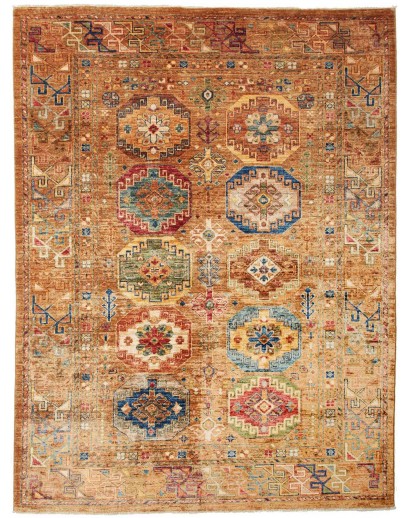 Tappeto Tribal Pakistan arancione bianco 149x202