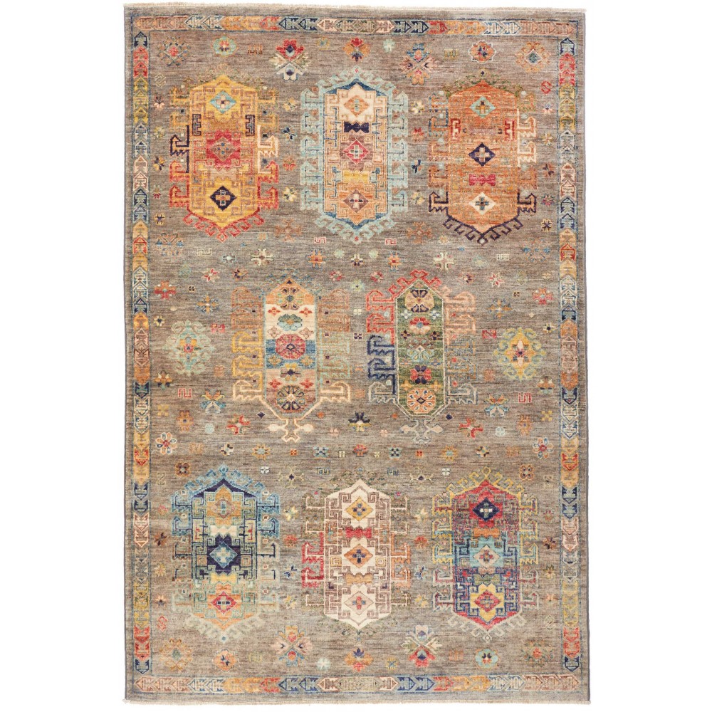 Tappeto Tribal Pakistan marrone grigio 122x181 Tappeto Tribal Pakistan marrone grigio 122x181