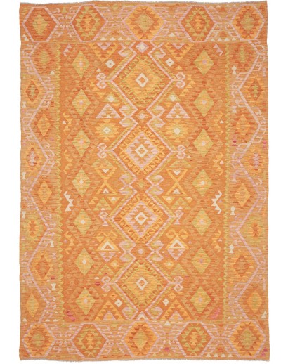 Tappeto Kilim Afghanistan arancione marrone 202x293