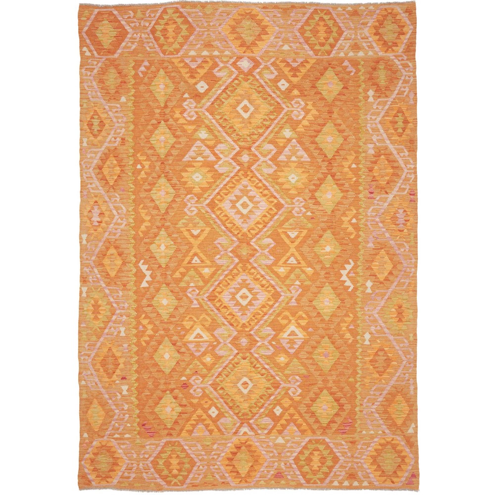 Tappeto Kilim Afghanistan arancione marrone 202x293