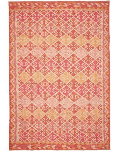 Tappeto Kilim Afghanistan arancione marrone 206x298