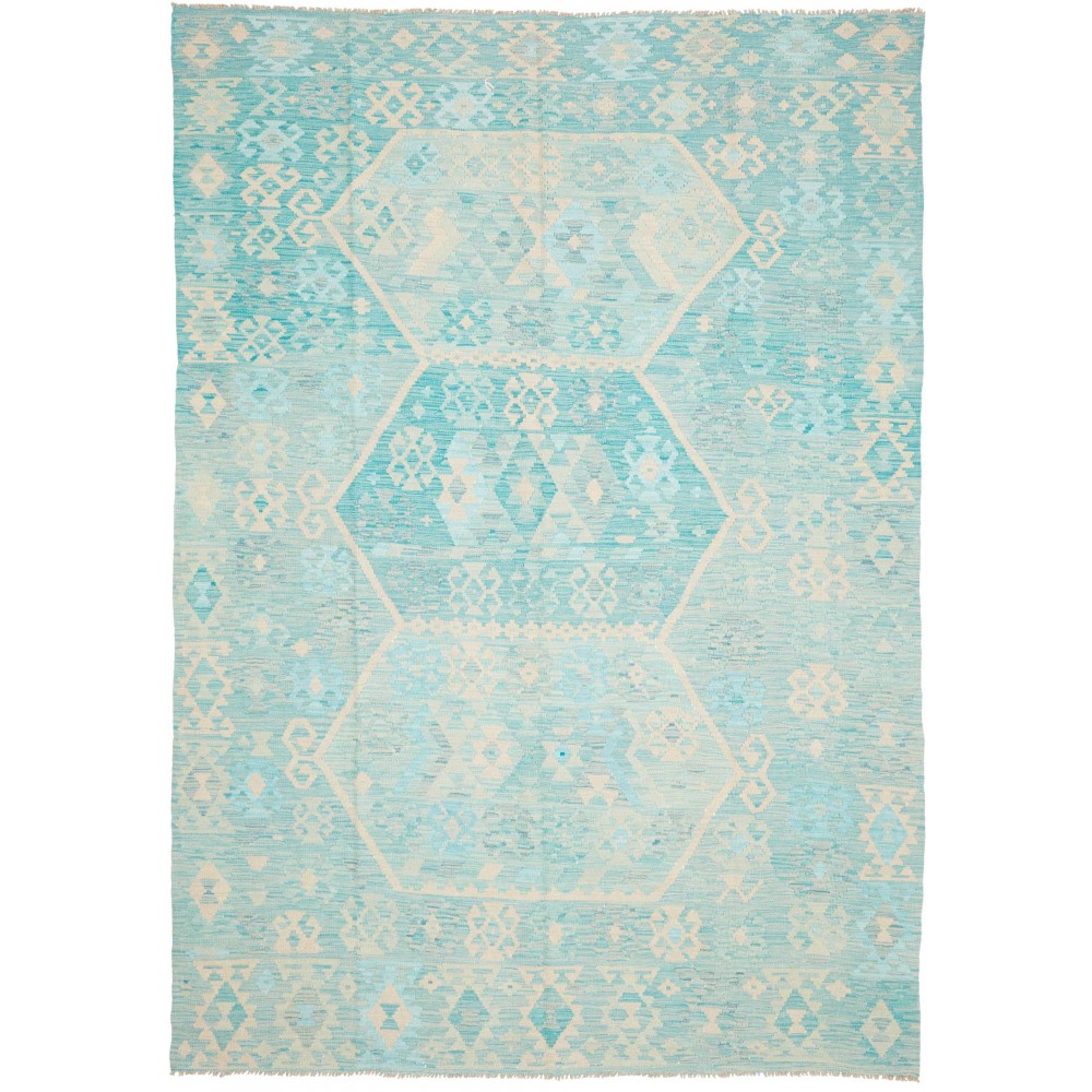 Tappeto Kilim Afghanistan beige azzurro 207x297