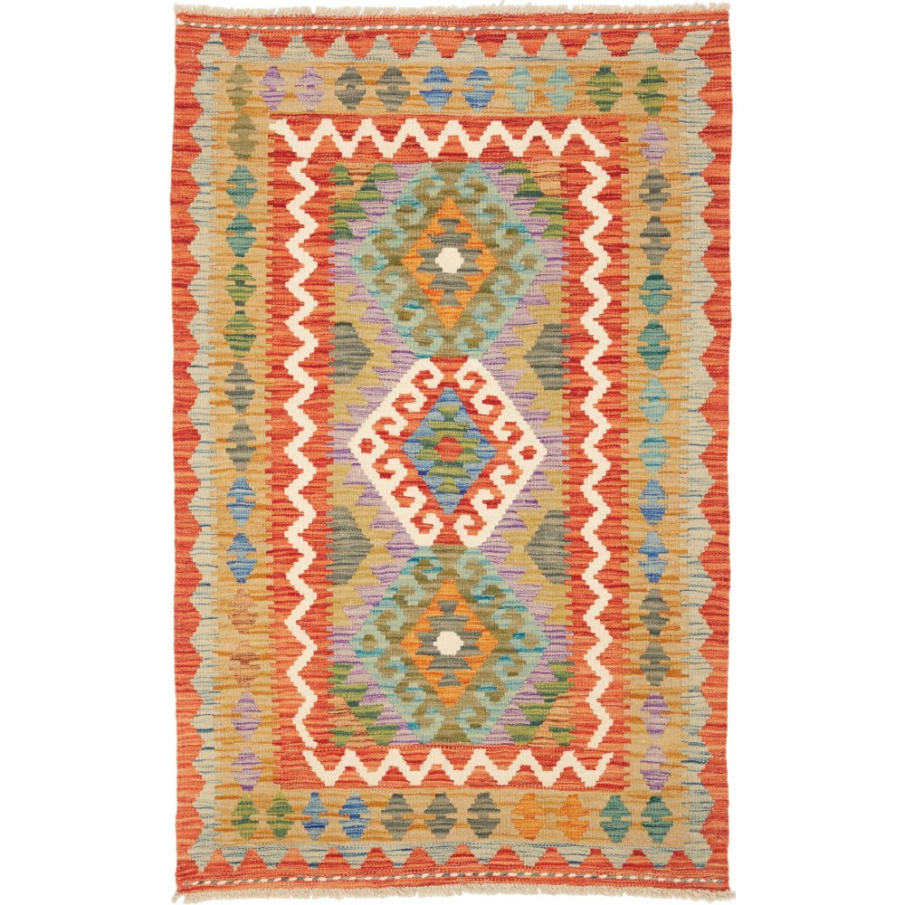 Tappeto Kilim Afghanistan marrone arancione 80x128