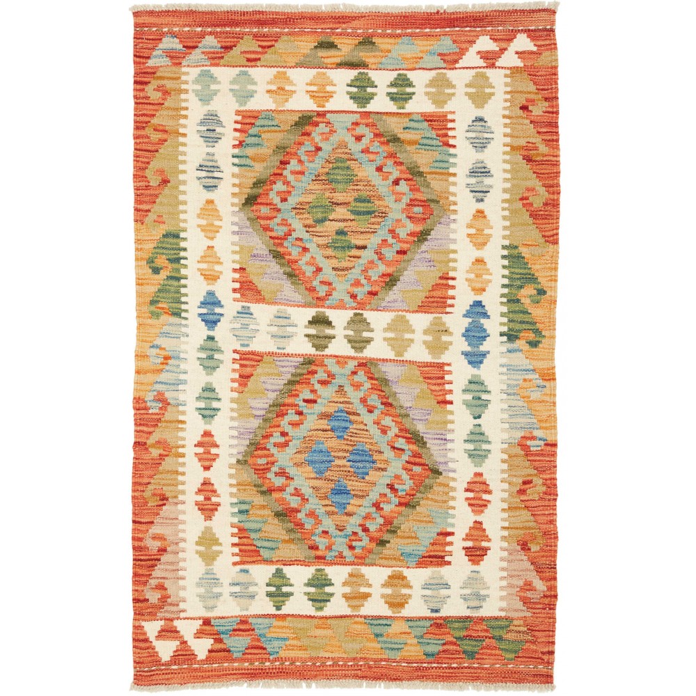 Tappeto Kilim Afghanistan marrone arancione 80x128