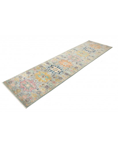 Tappeto Tribal Pakistan azzurro bianco 77x291