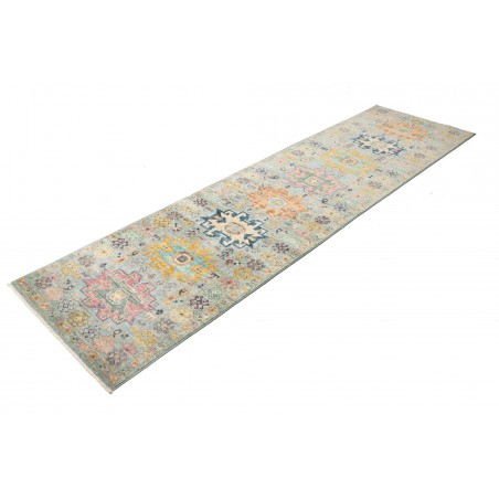 Tappeto Tribal Pakistan azzurro bianco 77x291