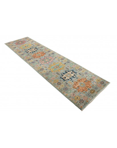 Tappeto Tribal Pakistan azzurro bianco 77x291