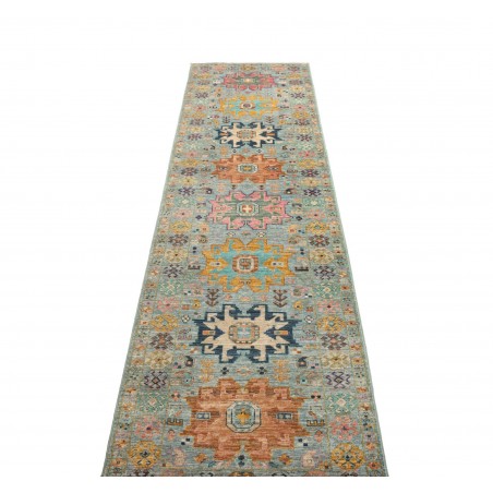 Tappeto Tribal Pakistan azzurro bianco 77x291