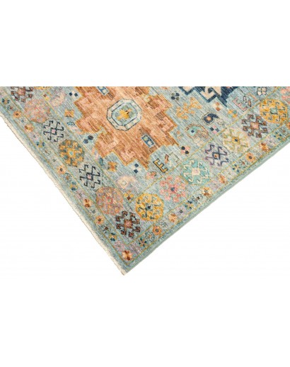 Tappeto Tribal Pakistan azzurro bianco 77x291