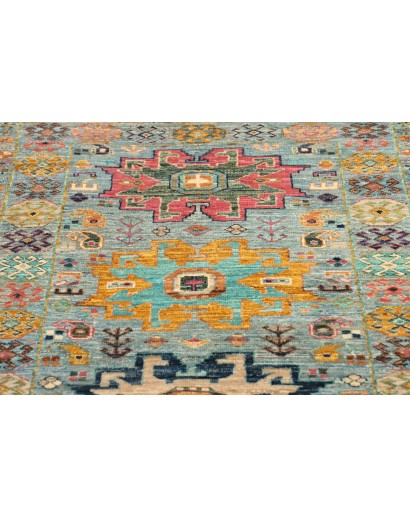 Tappeto Tribal Pakistan azzurro bianco 77x291