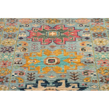 Tappeto Tribal Pakistan azzurro bianco 77x291