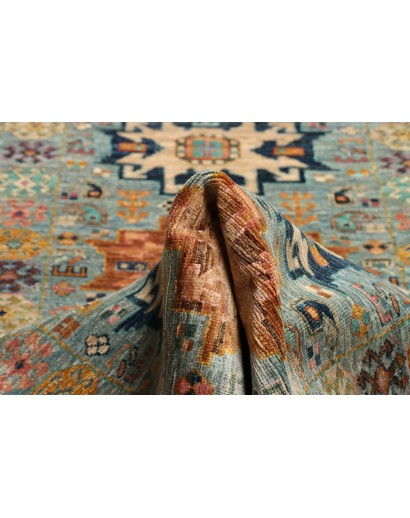Tappeto Tribal Pakistan azzurro bianco 77x291