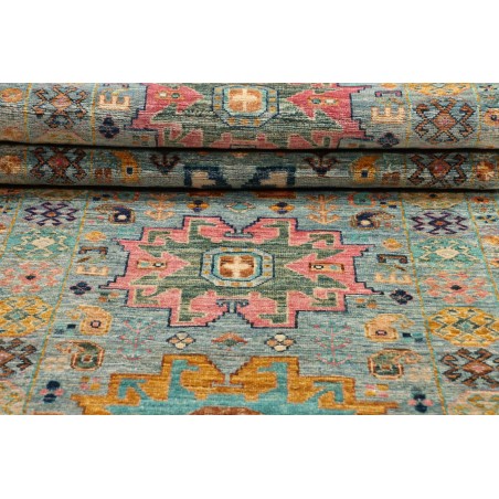 Tappeto Tribal Pakistan azzurro bianco 77x291