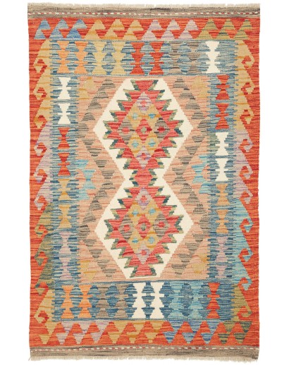 Tappeto Kilim Afghanistan marrone azzurro 84x128