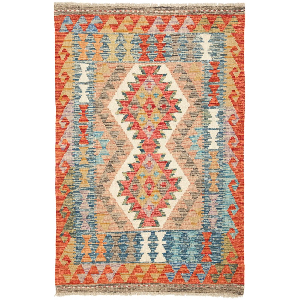Tappeto Kilim Afghanistan marrone azzurro 84x128