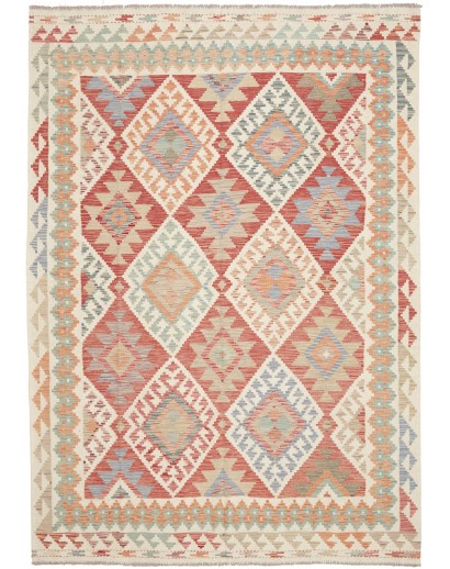 Tappeto Kilim Afghanistan beige bianco 192x261