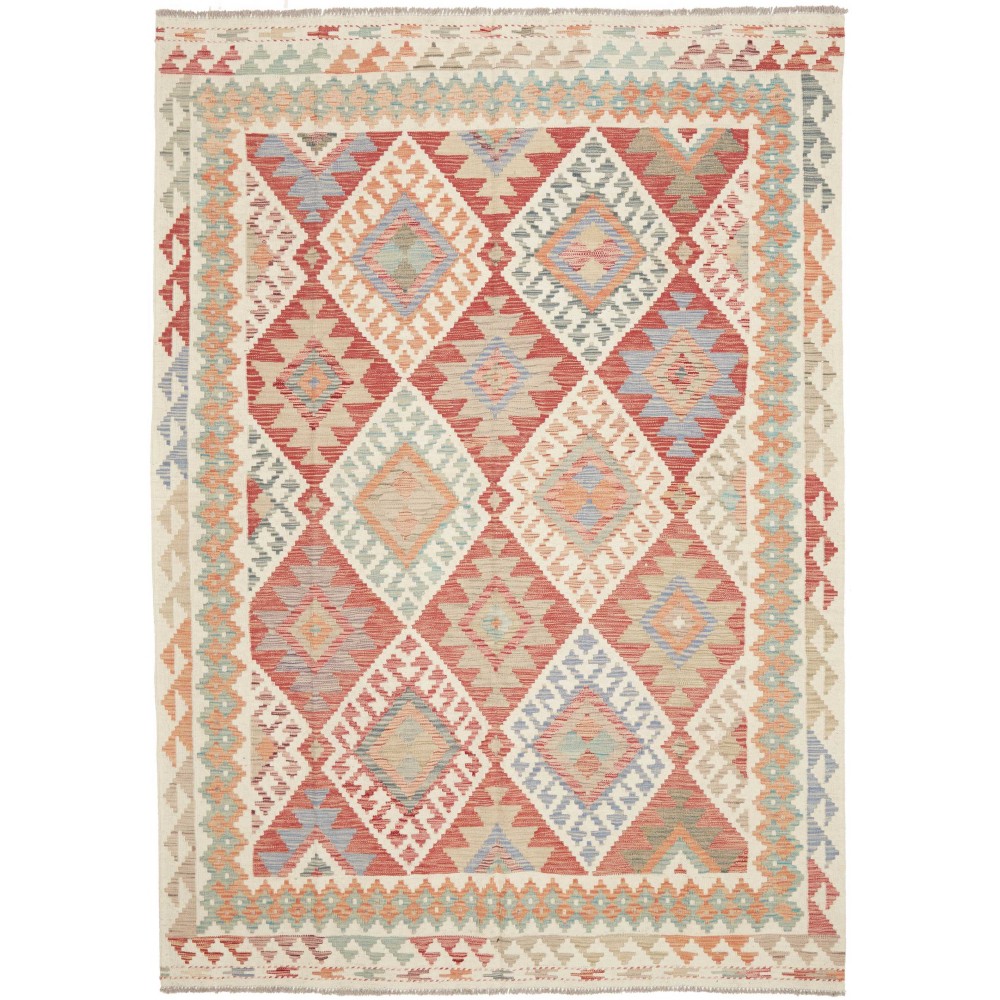 Tappeto Kilim Afghanistan beige bianco 192x261