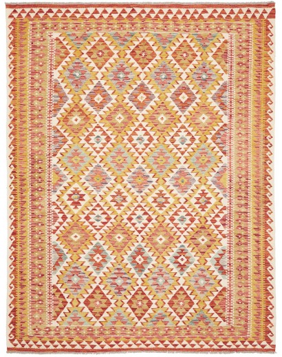 Tappeto Kilim Afghanistan arancione marrone 195x247