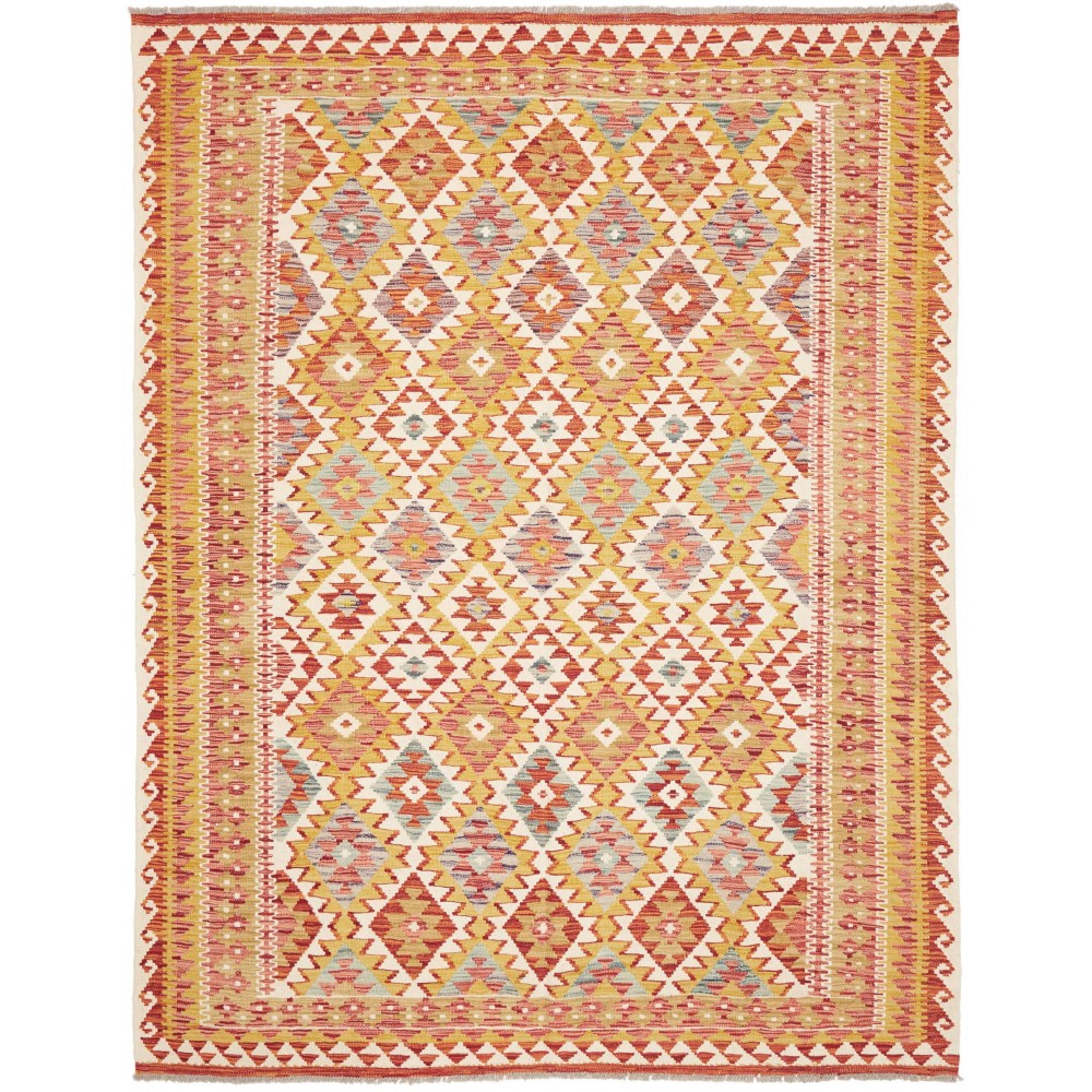 Tappeto Kilim Afghanistan arancione marrone 195x247