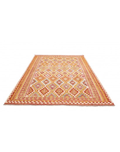 Tappeto Kilim Afghanistan arancione marrone 195x247