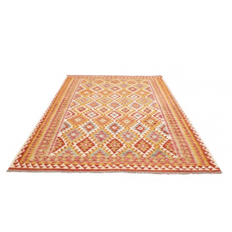 Tappeto Kilim Afghanistan arancione marrone 195x247