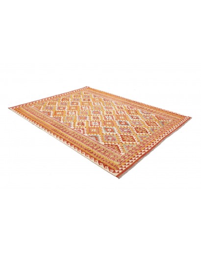 Tappeto Kilim Afghanistan arancione marrone 195x247