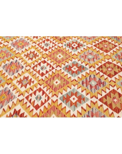 Tappeto Kilim Afghanistan arancione marrone 195x247